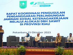 Bahas Perlindungan Jamsostek Melalui DBH Sawit, Pemprov Riau Harap Tahun Ini Selesai